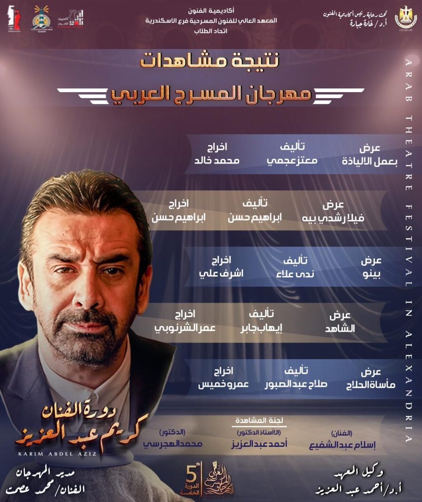 إعلا ن نتيجة لجنة مشاهدة مهرجان المسرح العربي في دورته الخامسة