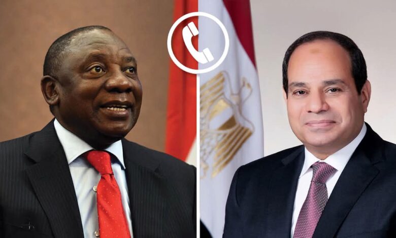 تلقى الرئيس السيسي اليوم، اتصالًا هاتفيًا من رئيس جنوب أفريقيا.