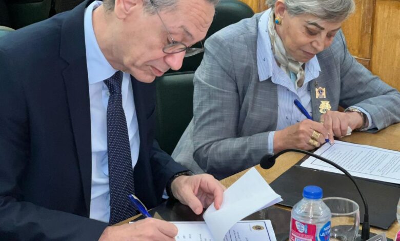 برتوكول تعاون بين رئيس نادي ميريت ليونز و جمعية رجال الأعمال للتعامل مع التكنولوجيا