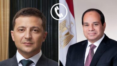 اتصال هاتفي بين الرئيس السيسي والرئيس الأوكراني "فولوديمير زيلينسكي"