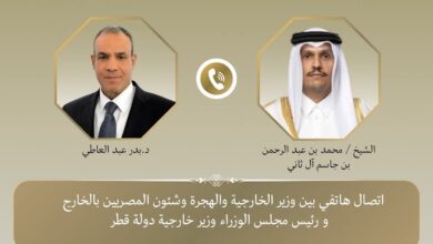 إتصال هاتفي بين وزير الخارجية ورئيس الوزراء ووزير خارجية قطر