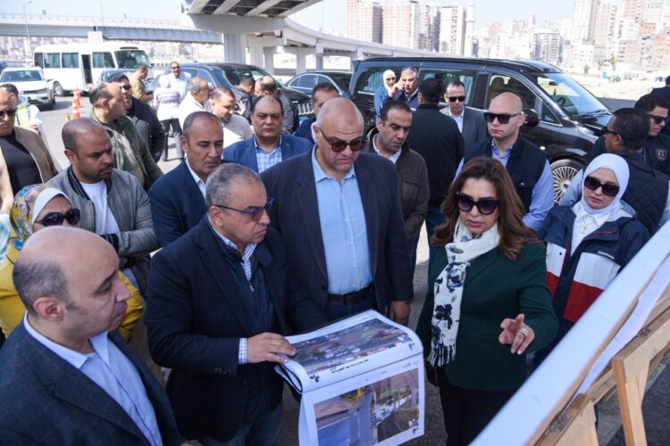 وزيرة التنمية المحلية والبيئة ومحافظ الإسكندرية يتفقدان كوبري الفريق أول سليمان عزت