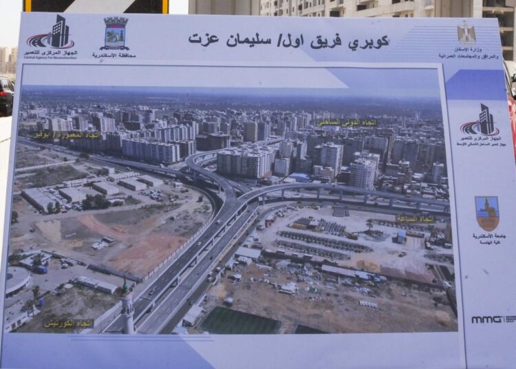 وزيرة التنمية المحلية والبيئة ومحافظ الإسكندرية يتفقدان كوبري الفريق أول سليمان عزت