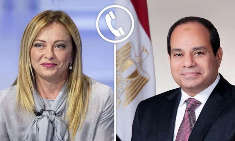 الرئيس السيسي تلقي اليوم اتصالًا هاتفيًا من رئيسة وزراء الجمهورية الإيطالية