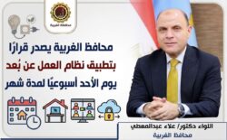 محافظ الغربية يصدر قرارًا بتطبيق نظام العمل عن بُعد يوم الأحد أسبوعيًا لمدة شهر
