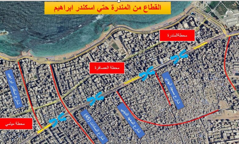 البدء في تنفيذ دورانات جديدة أسفل مسار المترو لربط الاتجاهين بحي المنتزه أول