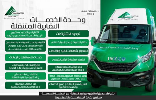 وحدة الخدمات النقابية المتنقلة لنقابة المهندسين بالإسكندرية تصل للمهندسين في مواقع عملهم 
