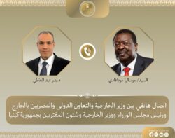 وزير الخارجية يتلقى إتصالاً هاتفياً من نظيره الكيني لبحث العلاقات الثنائية والقضايا الإقليمية.