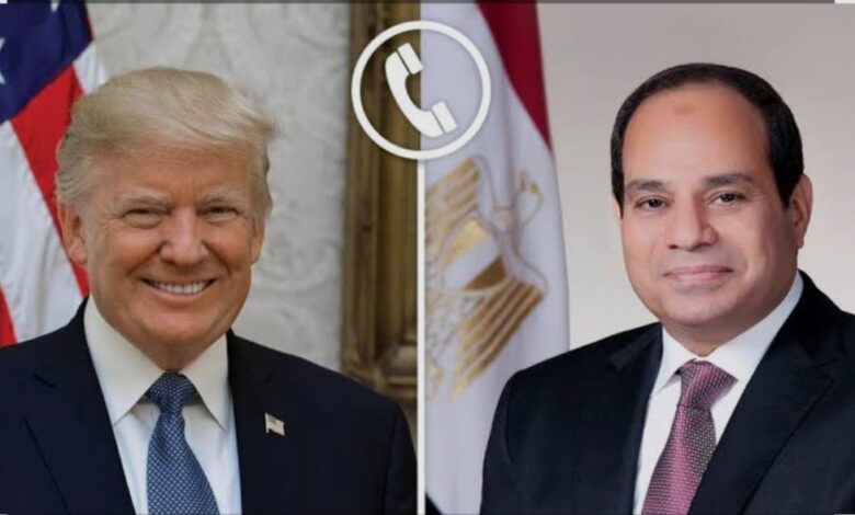 الرئيس السيسى يشارك فى اتصال تليفونى مشترك مع ترامب وعدد من قادة الدول العربية والإقليمية والرئيس دونالد ترامب.
