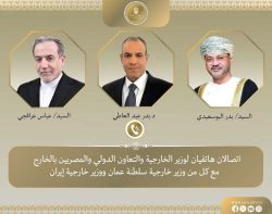 وزير الخارجية يبحث هاتفياً مع نظيريه الإيراني والعماني جهود خفض التصعيد وضمان حرية الملاحة.