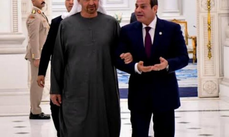 الشيخ آل نهيان أعرب عن امتنانه وتقديره الكبيرين للرئيس السيسي وعلى حفاوة الاستقبال
