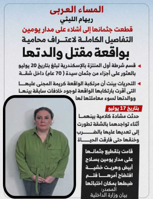 قطّعت جثمان والدتها إلى أشلاء على مدار يومين..