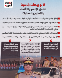 توجيهات رئاسية من الرئيس عبد الفتاح السيسي تشمل الإعلام والاقتصاد والتعليم والمحليات.