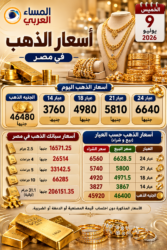 سعر الذهب اليوم الخميس 9 / يوليو/ 2026 في مصر بزيادة متوسط 10 جنيهات لمختلف الأعيرة.