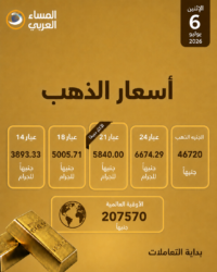 سعر الذهب اليوم الإثنين 6 يوليو 2026.. انخفاض جديد وعيار 21 يتراجع
