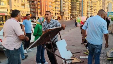 السكرتير العام المساعد يقود حملة مكبرة لإزالة الإشغالات والتعديات بطريق الكورنيش يحى المنتزه