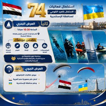 فاعليات الاحتفال بالعيد القومي الـ 74 لمحافظة الإسكندرية