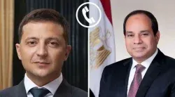 تلقى الرئيس السيسي، اليوم، اتصالًا هاتفيًا من الرئيس الأوكراني فولوديمير زيلينسكي.