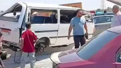 إنقلاب ميكروباص بطريق شبرا بنها الحر بالقليوبية