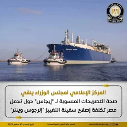 مجلس الوزراء ينفي صحة تحمل مصر تكلفة إصلاح سفينة التغييز إنرجوس وينتر. 