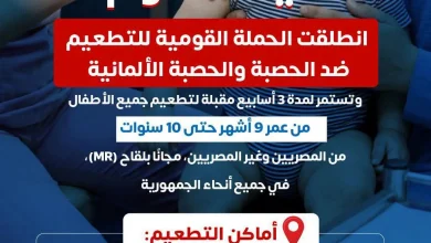 وزارة الصحة والسكان بدأت تنفيذ الحملة القومية للتطعيم ضد الحصبة والحصبة الألمانية
