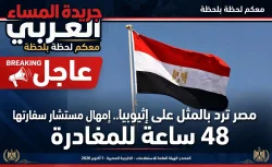 مصر ترد بالمثل على إثيوبيا.. إمهال مستشار سفارتها بالقاهرة 48 ساعة للمغادرة.