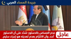 الرئيسي السيسي: شدّد على أن الدستور لن يمسه أحد