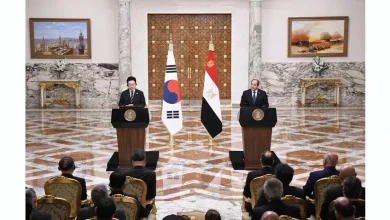 مؤتمر صحفي عقب مأدبة غداء التي أقيمت في كوريا