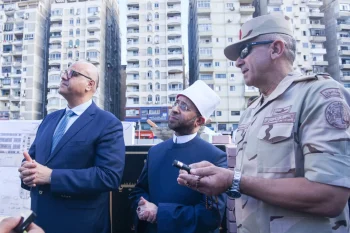 وزير الأوقاف ومحافظ الإسكندرية ورئيس الهيئة الهندسية للقوات المسلحة يضعون حجر الأساس للمجمع الثقافي الإسلامي بسموحه